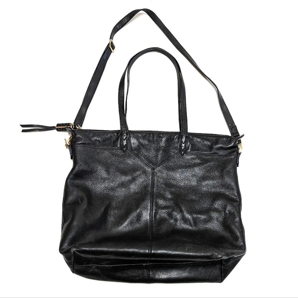 Stella & Dot Black Leather Covet Kensington Tote Bag with Gold Hardware Large - Picture 4 of 8